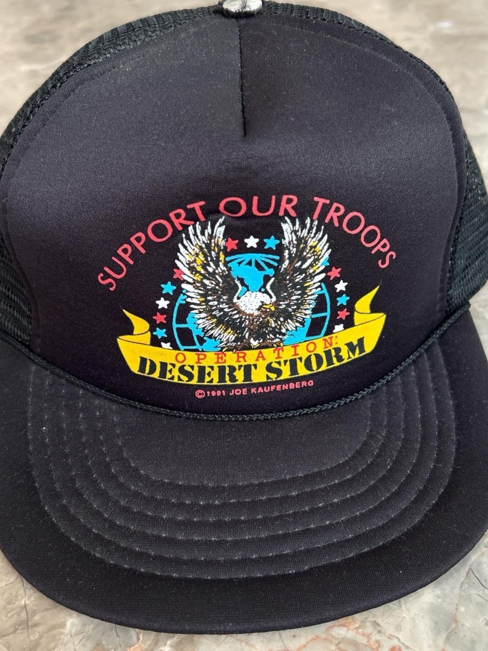 Vintage 1991 Operation Desert Storm Support Our Troops Trucker Hat Snapback